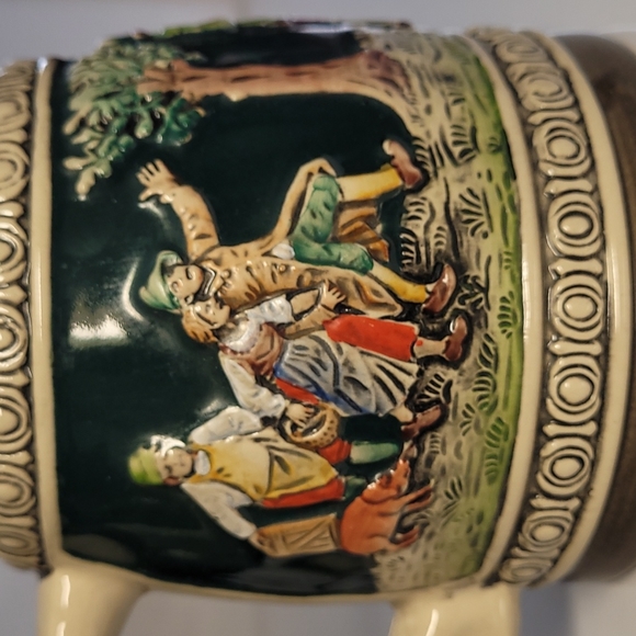 Vintage German pewter lidceramicbeerstine - Picture 2 of 8